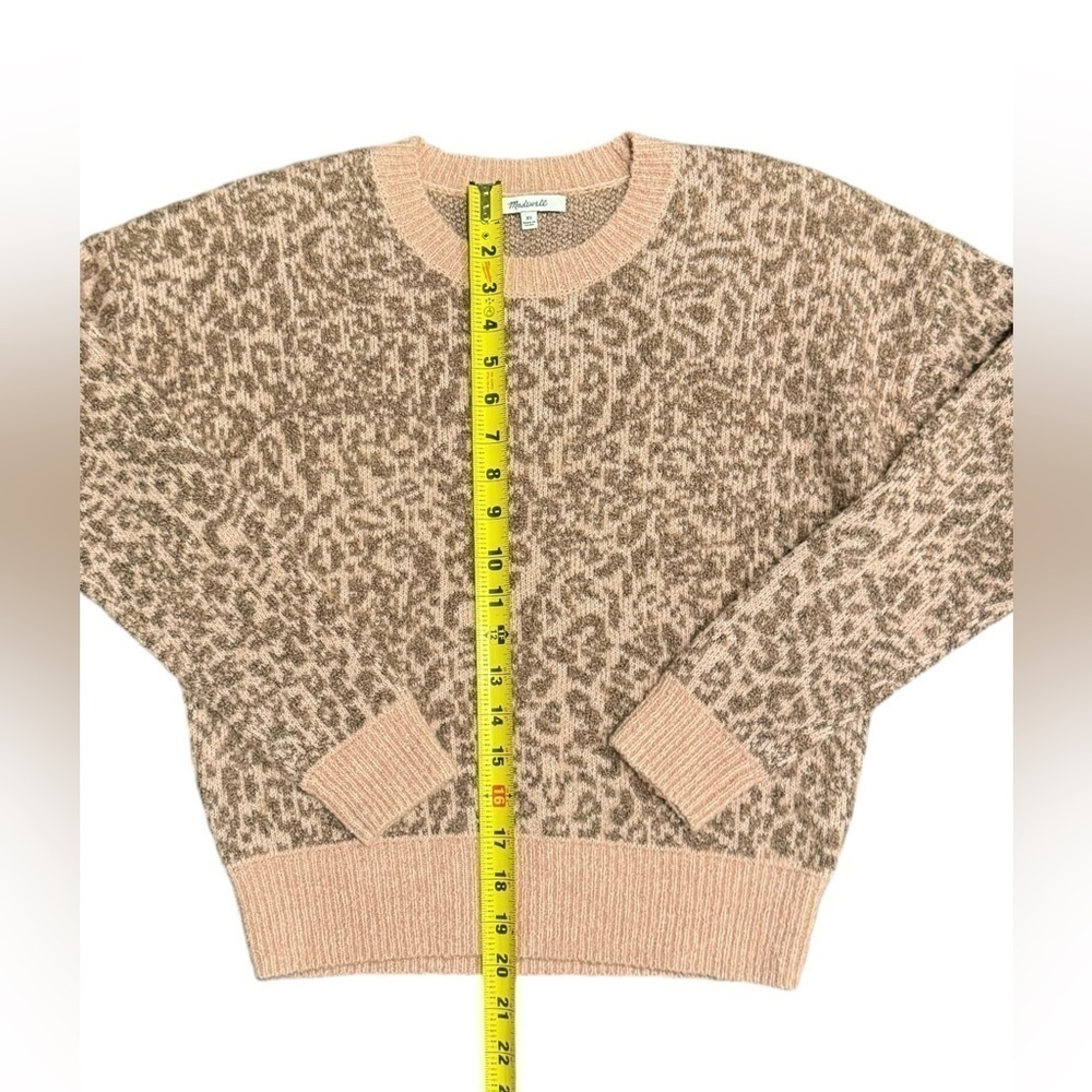 Madewell Merino Wool Sweater Leopard Print Crew Neck Pullover Womens XS - Picture 9 of 11